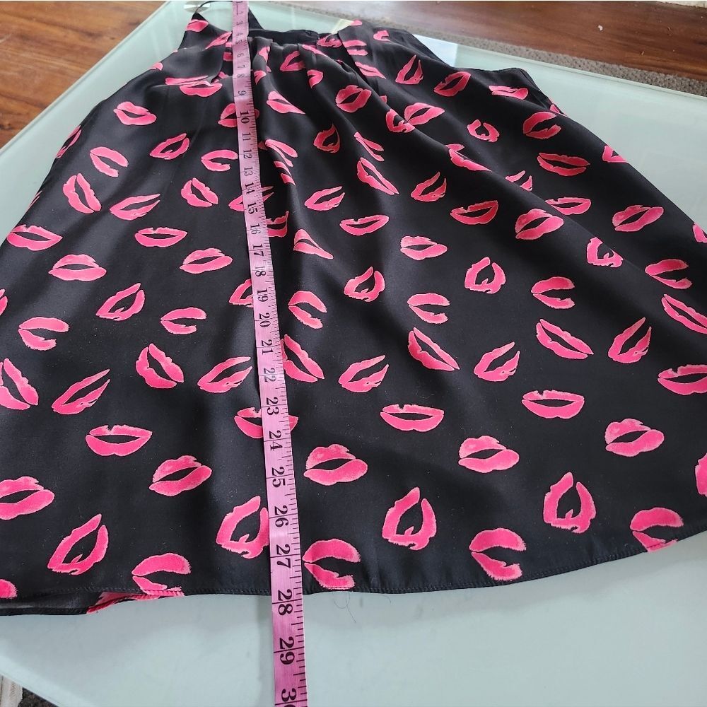 Milly Silk Hot Pink And Black Lips Tunic  Seen On The Carrie Diaries Size 8 - Picture 8 of 11